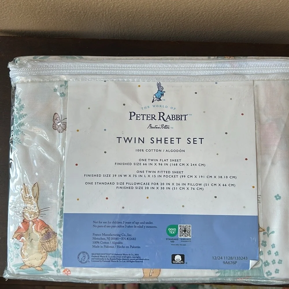 Peter Rabbit Twin Sheet Set New Cotton Easter Spring Floral